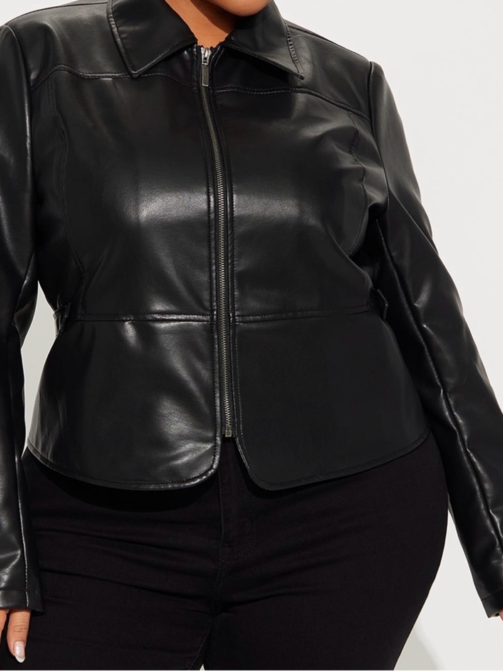 NEW WT Fashion Nova All Access Faux Leather Moto Jacket Black Women’s 1X
